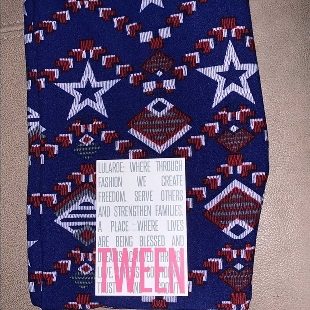 LulaRoe Tween Red, White & Blue Leggings